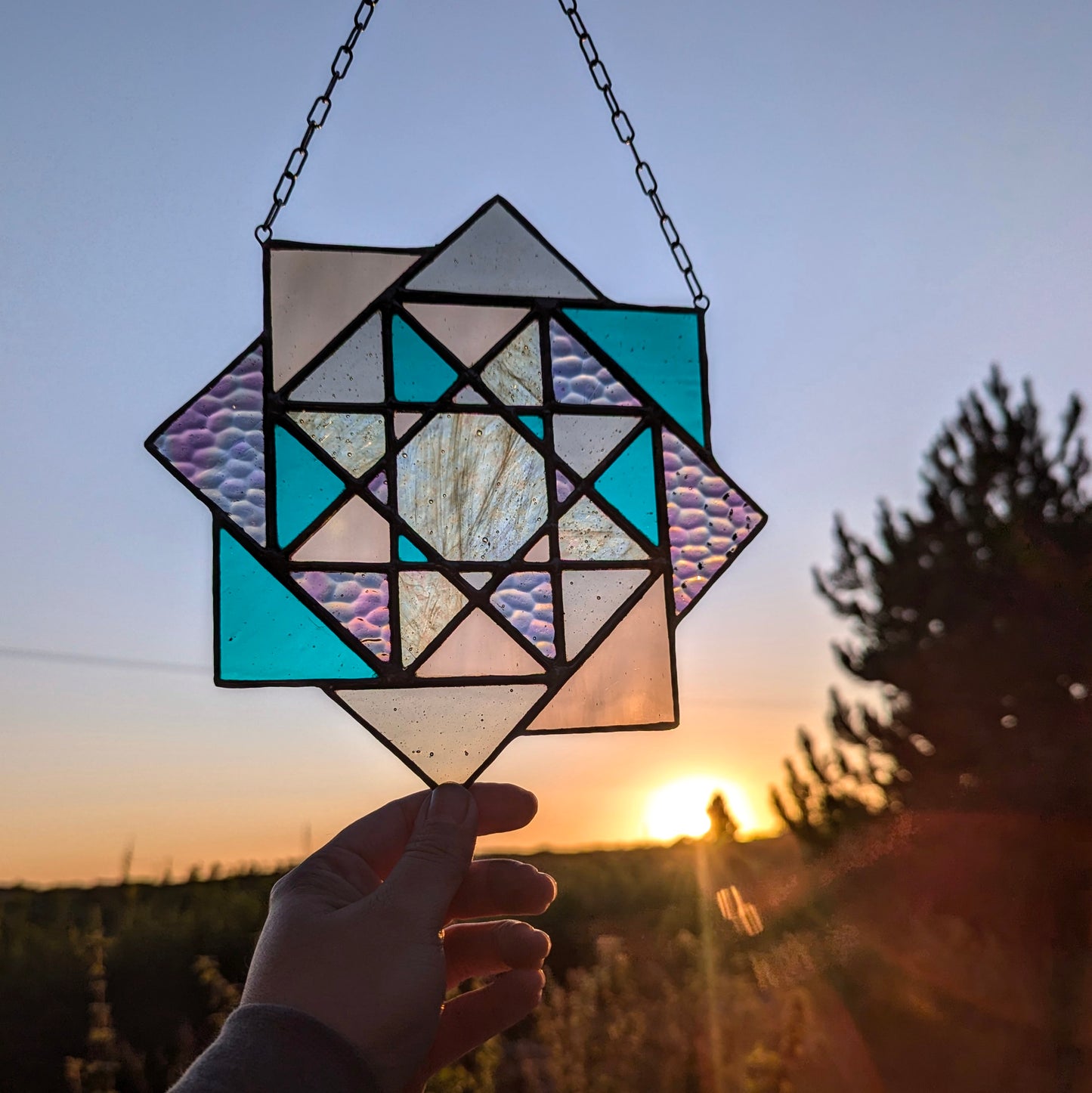 Octarine, Petrol - Stained Glass Suncatcher