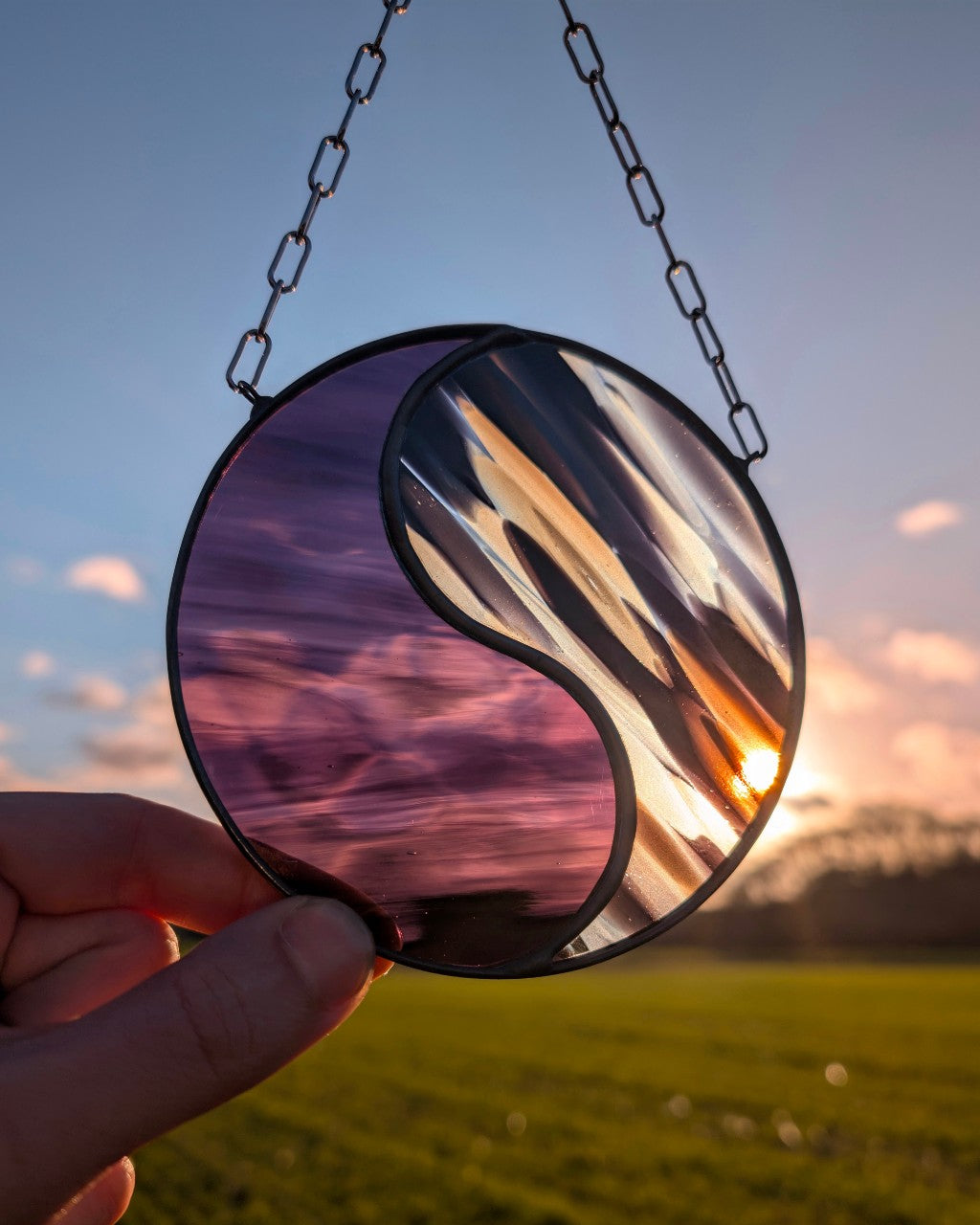 Yin Yang, Plum - Stained Glass Suncatcher