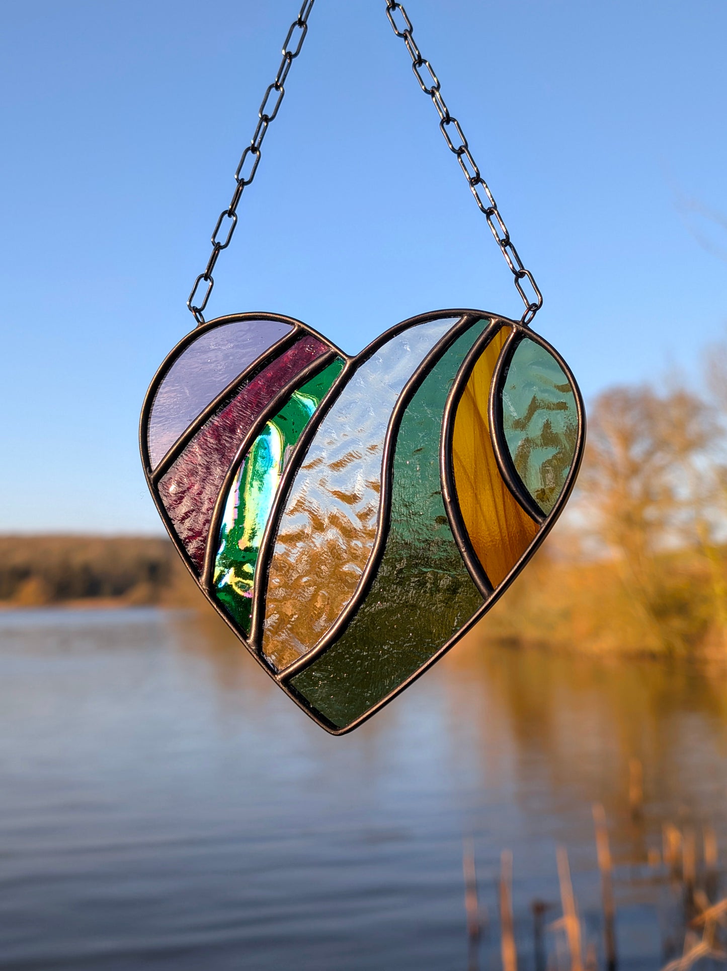 Growing with the Flow, Olive - Stained Glass Suncatcher