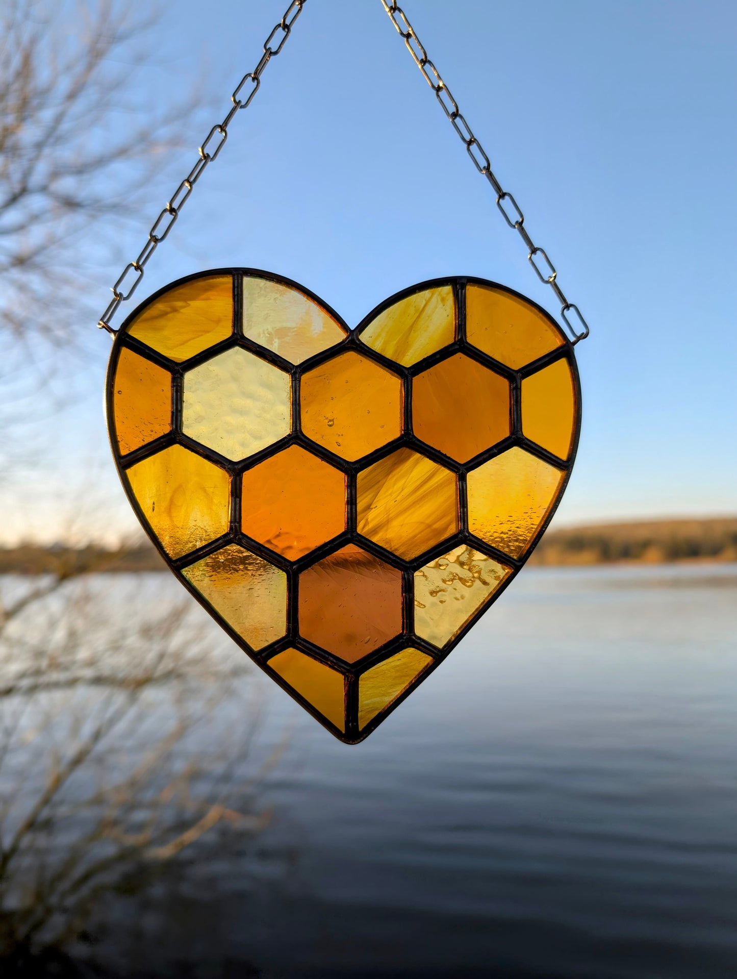 Bee Mine, Saffron - Stained Glass Suncatcher