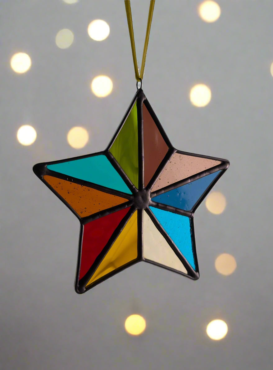 Barn Star, Kaleidoscope - Stained Glass Suncatcher
