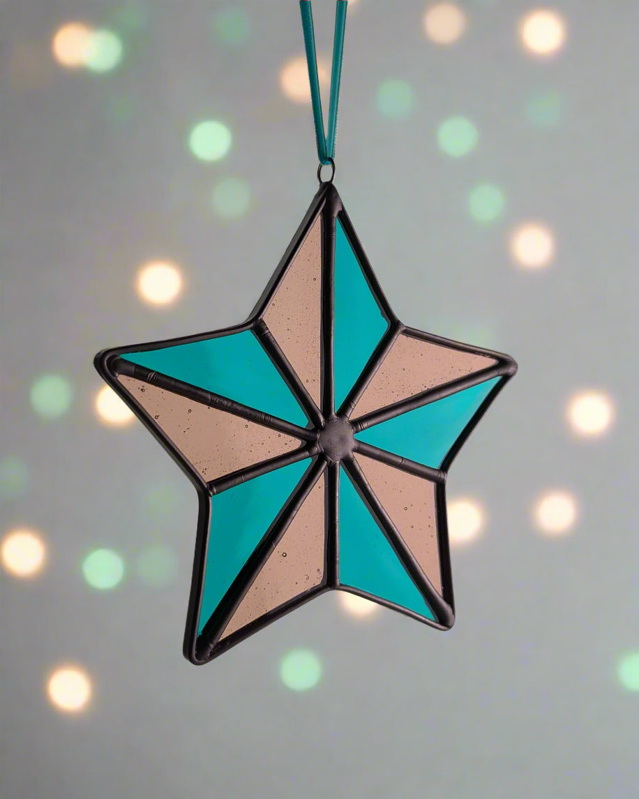 Barn Star, Peppermint - Stained Glass Suncatcher