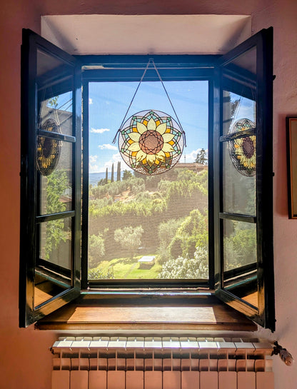 Tuscan Sunflower Stained Glass Panel